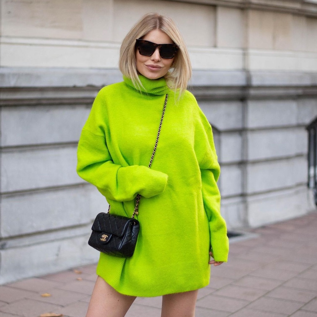 Zara | Sweaters | Zara Neon Green Wool Blend Soft Oversized Knit Turtleneck  Sweater | Poshmark